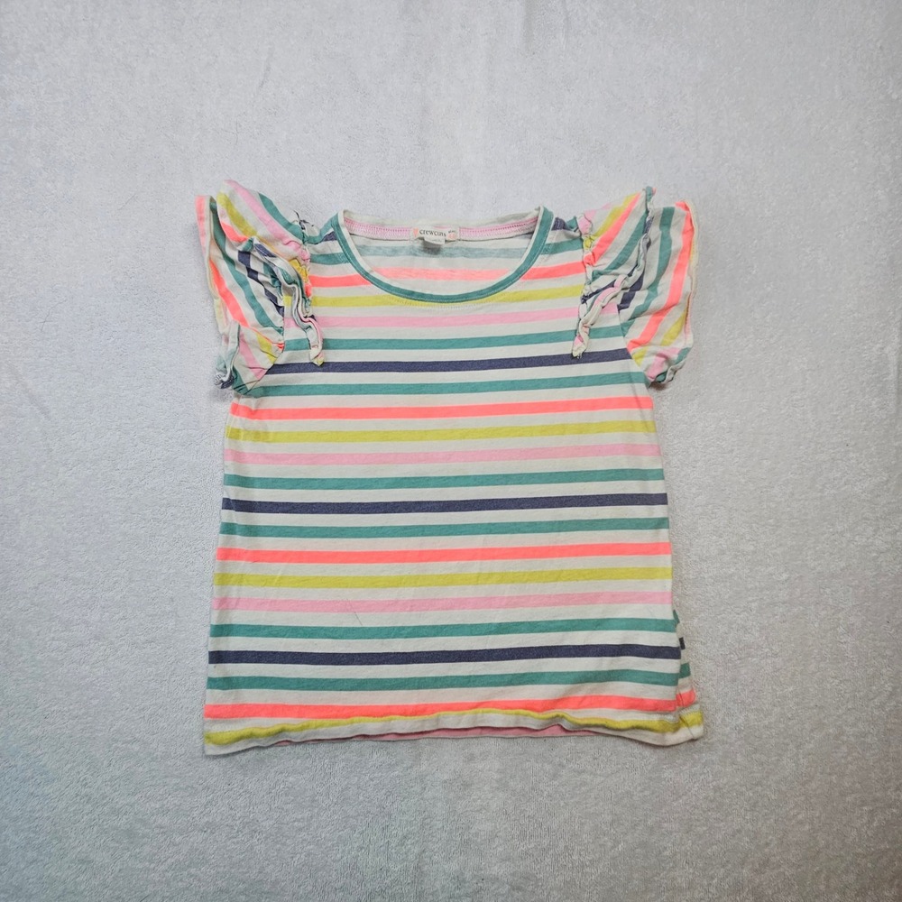 Crewcuts Ruffle Sleeve Striped Cotton Top Girls Size 4-5 Multicolor Flutter Tee